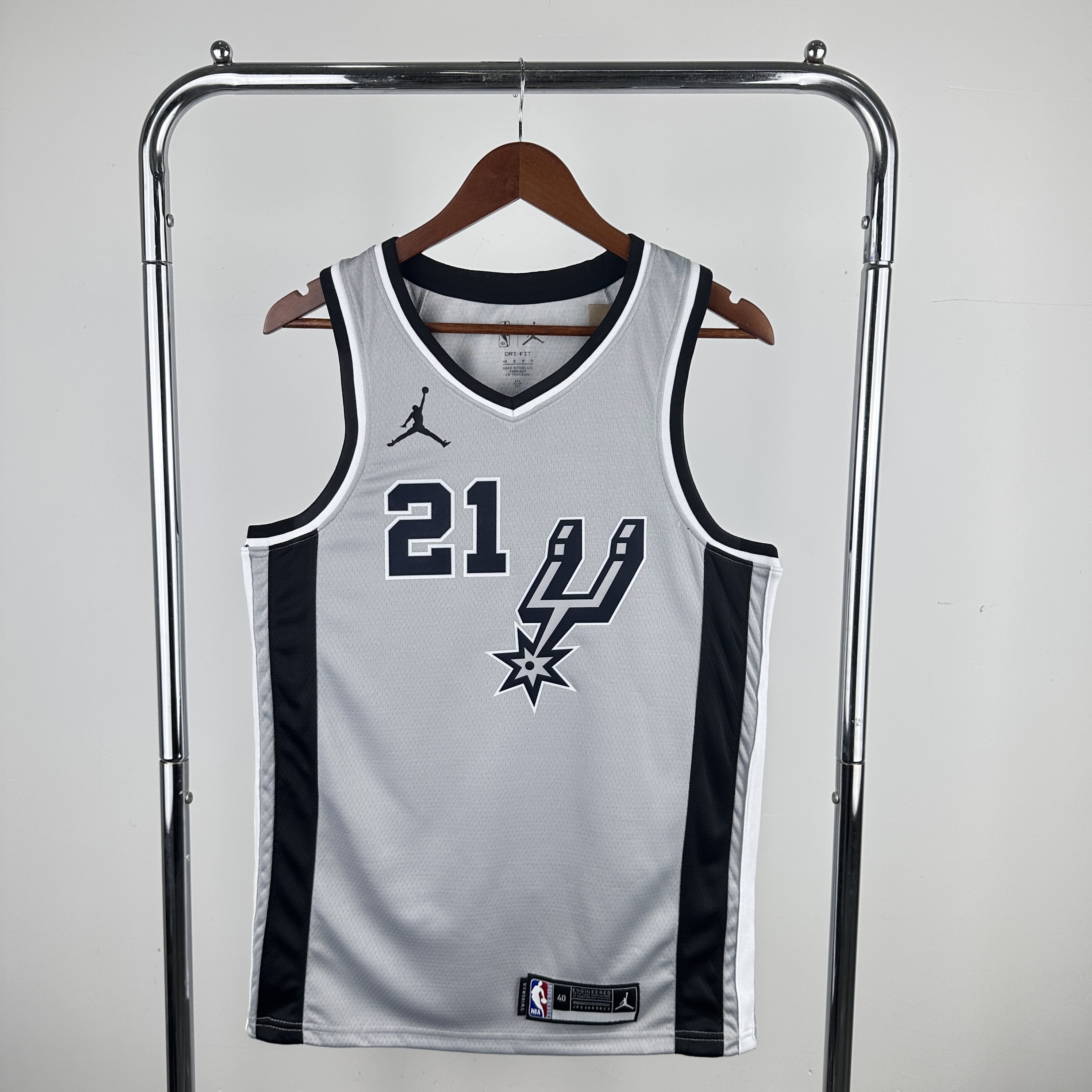 Men San Antonio Spurs 21 Duncan Grey NBA 2024 Jersey
